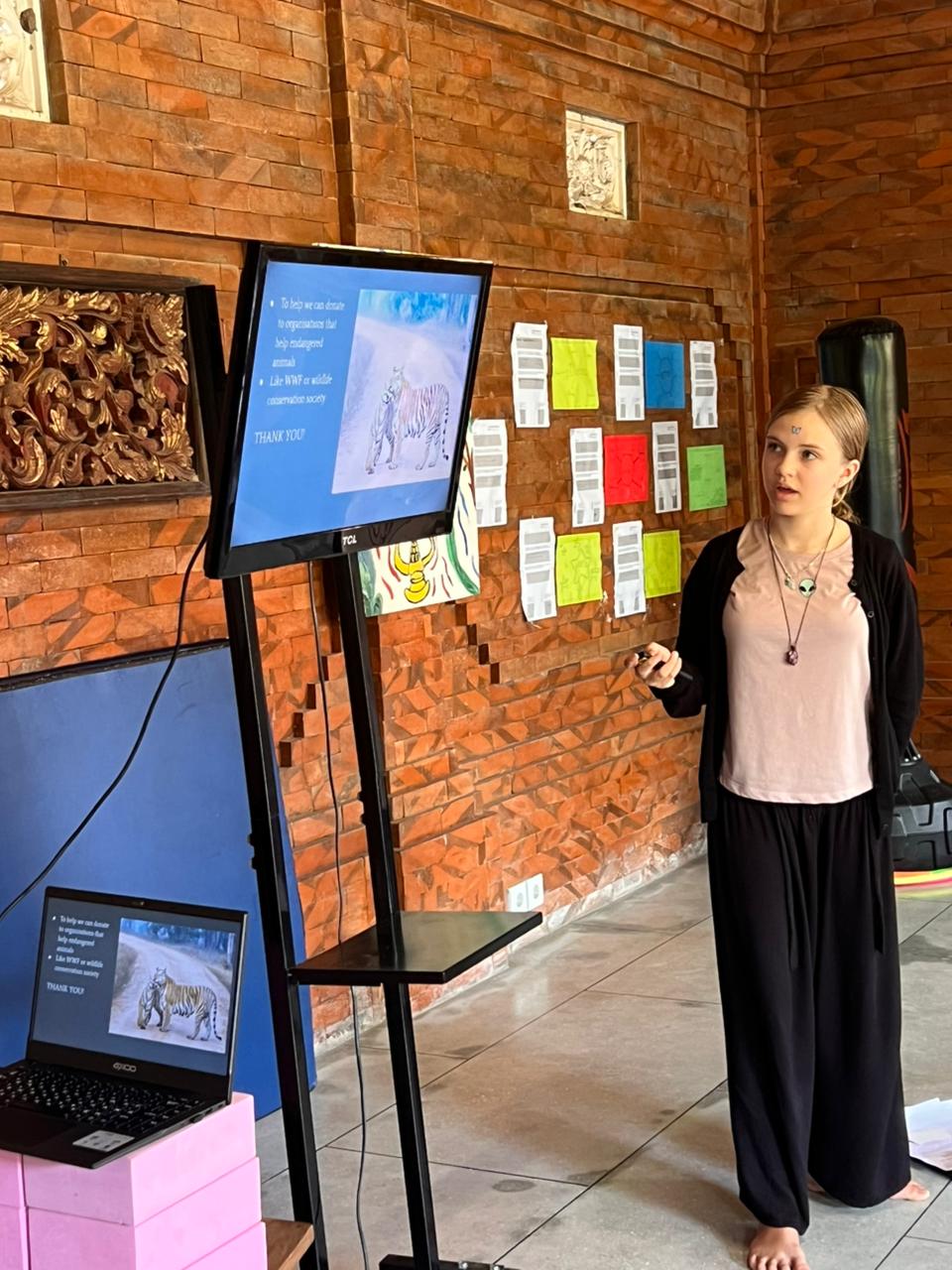 Girl is having a presentation